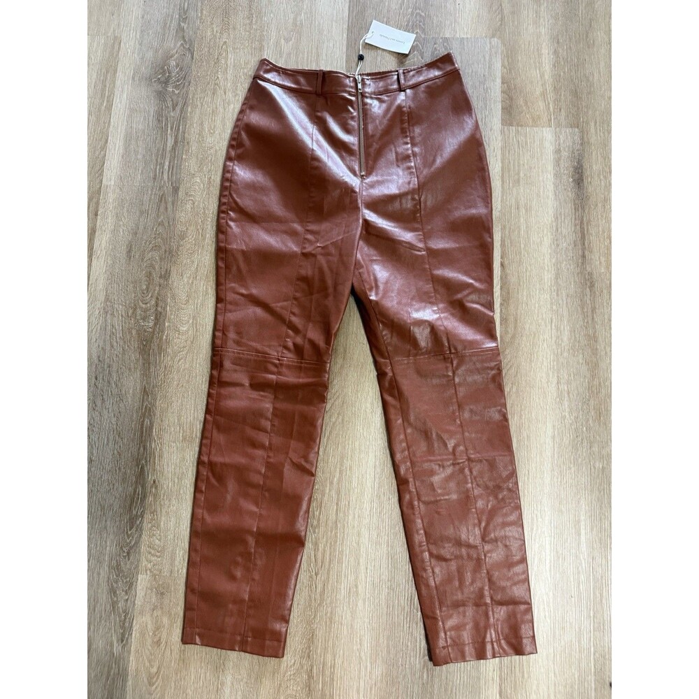 Lovers And Friends Georgie High Rise Faux Leather Pants Chestnut Brown NWT M